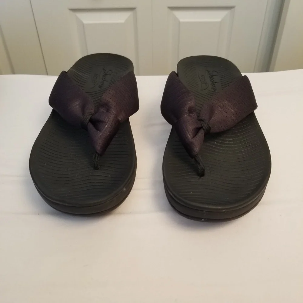 Skechers Arch Fit Black Knotted Fabric Thong Sandals Womens 119247 Size 10